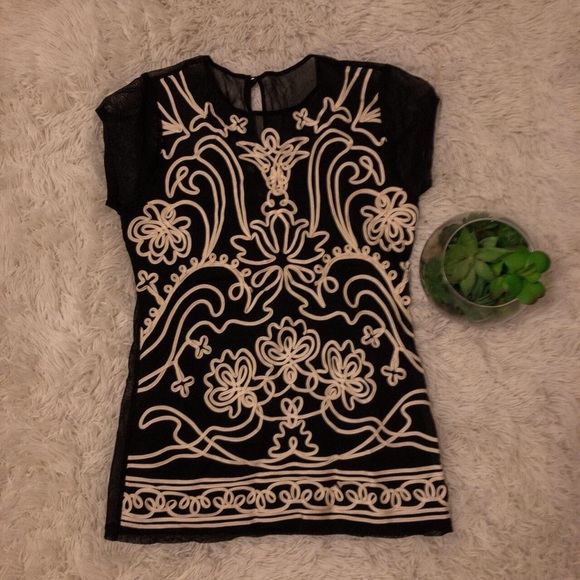 Embroidered Mesh Blouse - Picture 3 of 3